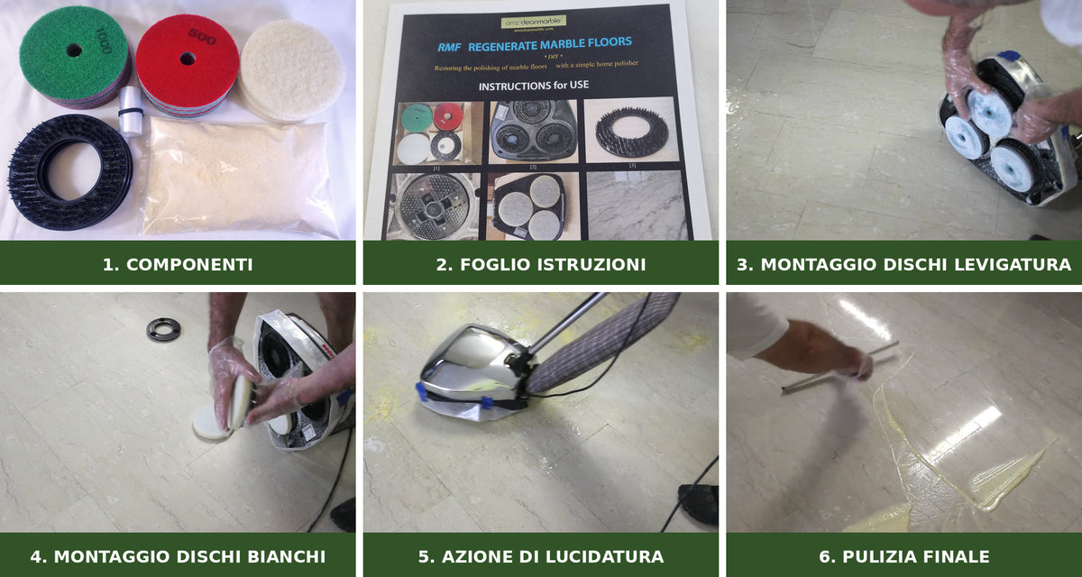 Rigenera Pavimento 5" – Kit per lucidare il marmo con lucidatrice