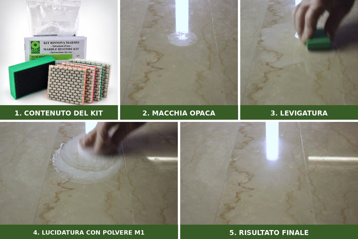 Rinnova Marmo BASE – Kit fai da te per ripristinare il marmo opaco