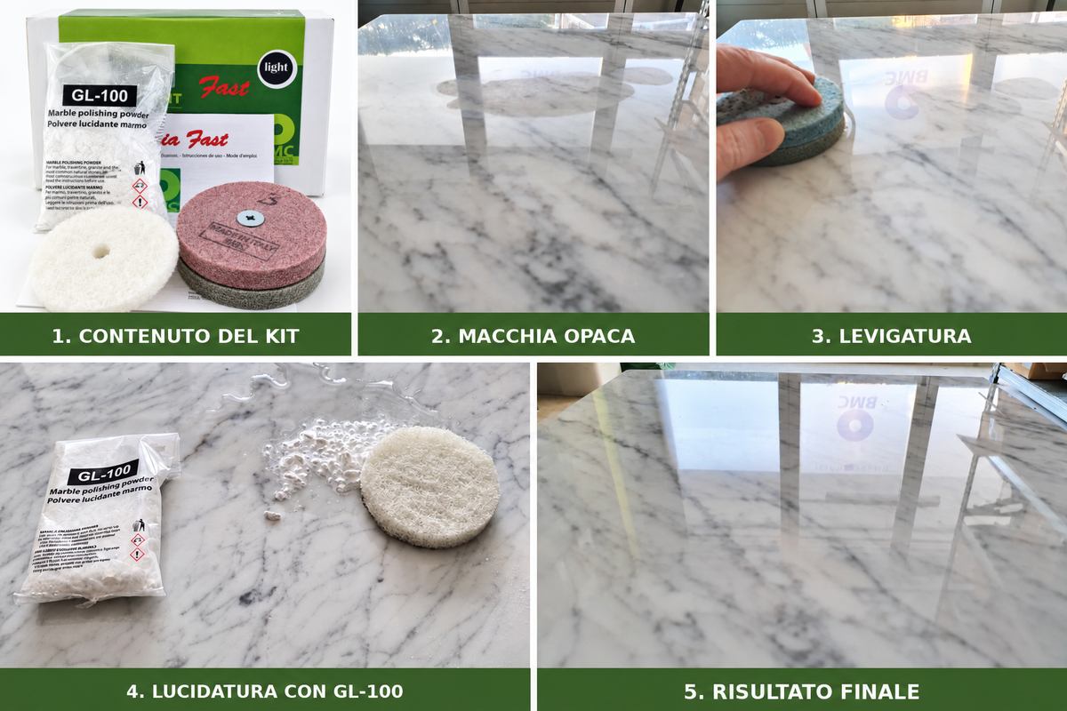Virginia Fast Light – Kit manuale per ripristinare il marmo opaco