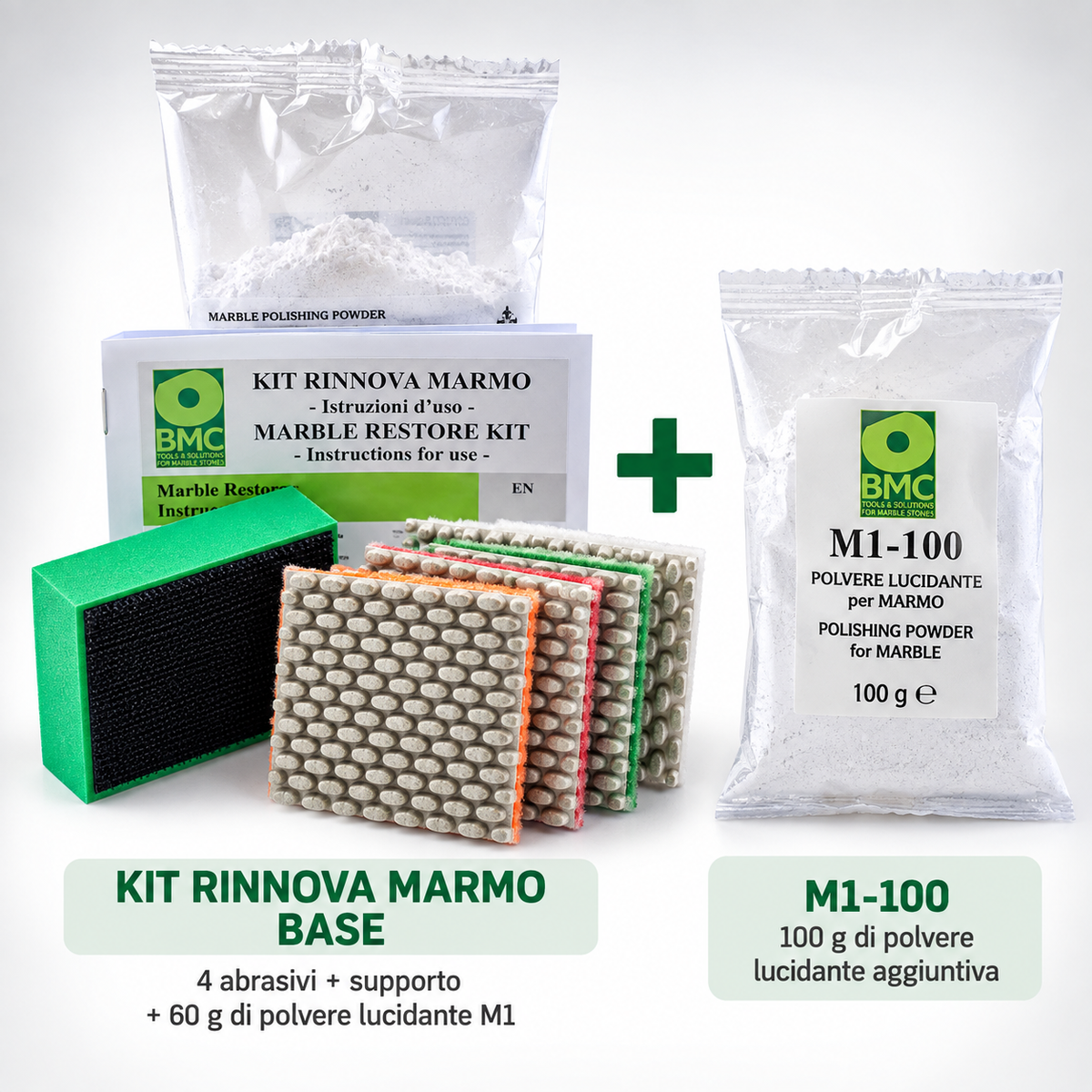 Rinnova Marmo MAXI - kit BASE con confezione aggiuntiva M1-100 da 100 g
