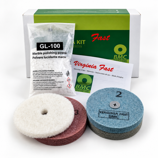 Virginia Fast - kit con 3 tamponi abrasivi, tampone bianco non abrasivo e GL-100